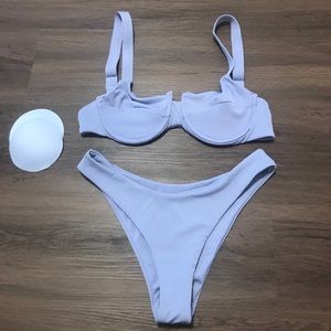 Lilac ribbed bikini - size M